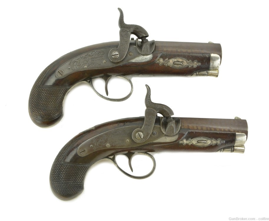 Beautiful Pair of Early Silver Mounted Henry Derringer Pistols (AH4519)-img-5