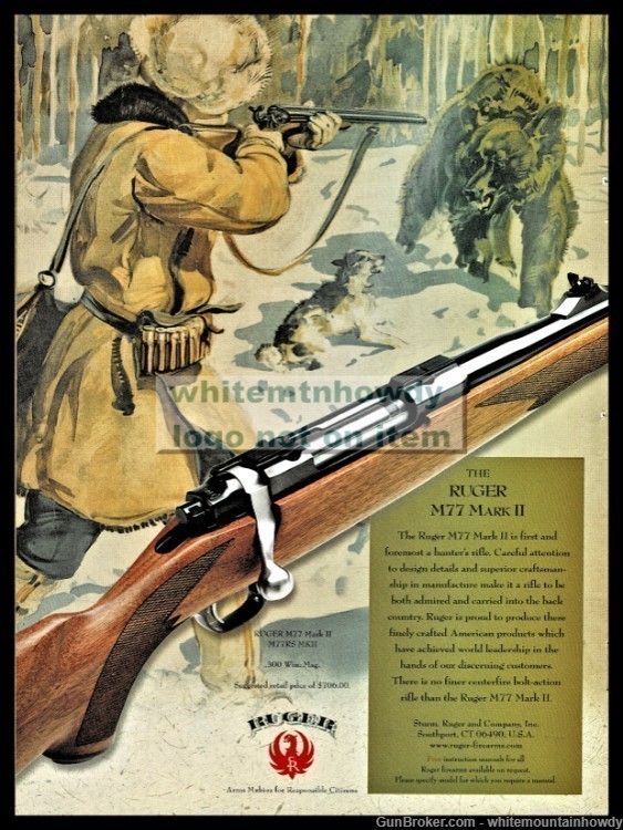 2000 RUGER Print AD M77 Mark II Bolt Action Rifle Bear Hunting-img-0