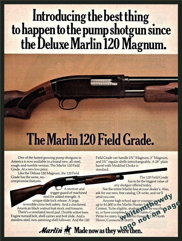 1977 Marlin 120 Field Grade Pump Shotgun AD-img-0