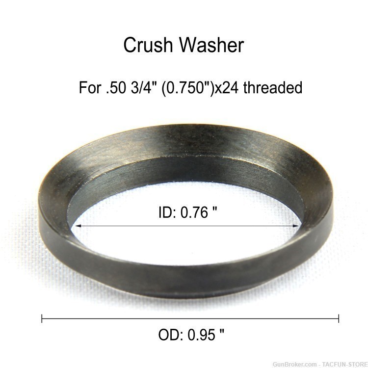 TACFUN 5 Piece Crush Washer for .50 Beowulf - Black Steel-img-2