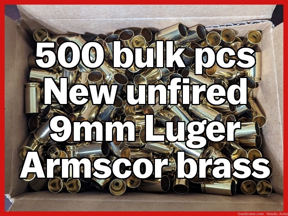 Bulk brass - 500 NEW unfired Armscor 9mm Luger unprimed brass FREE shipping-img-0