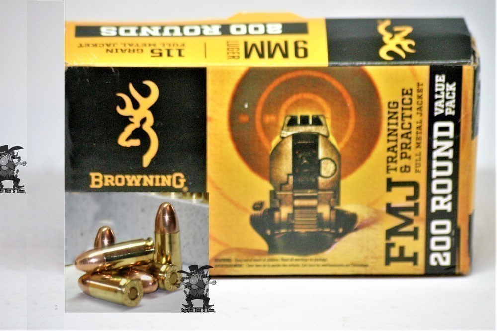 9MM 200 RDS 115gr BROWNING 115 Grain 9 mm 200 ROUNDS Target & Practice FMJ-img-0