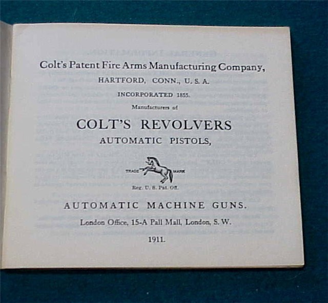 1968 Reprint of 1911 Colt Revolvers Pistol Catalog-img-2