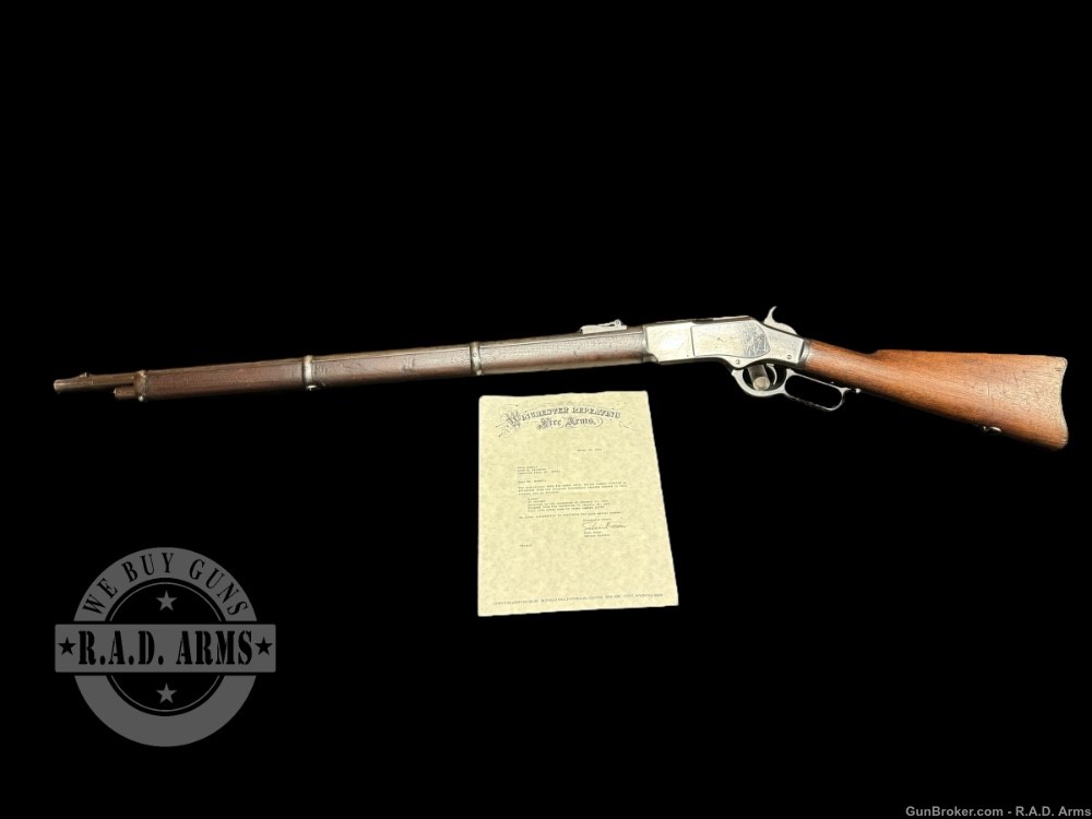 OUTSTANDING Winchester 1873 MUSKET 44 Cal Government Contract Rifle Antique-img-0