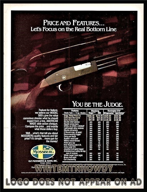 1986 MOSSBERG 500 Regal Shotgun PRINT AD-img-0