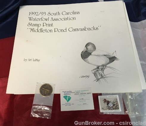 S.C. Waterfowl Association Stamp & Print Middleton Pond Canvasbacks -img-1