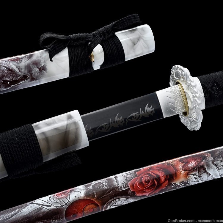 Forged Japanese sword RED Rose artwork-img-1