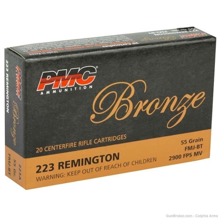 PMC Bronze 223 Remington 55 Grain Full Metal Jacket - 20 Rounds Box-img-0