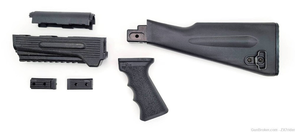 6 Piece US Made AK-47 Polymer Stock Furniture Set Black AKM Style AK-74 AK-img-1