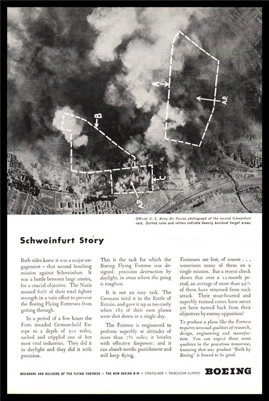 1944 WWII  FLYING FORTRESS Boeing B-17 Bombing Germany Photo AD-img-0