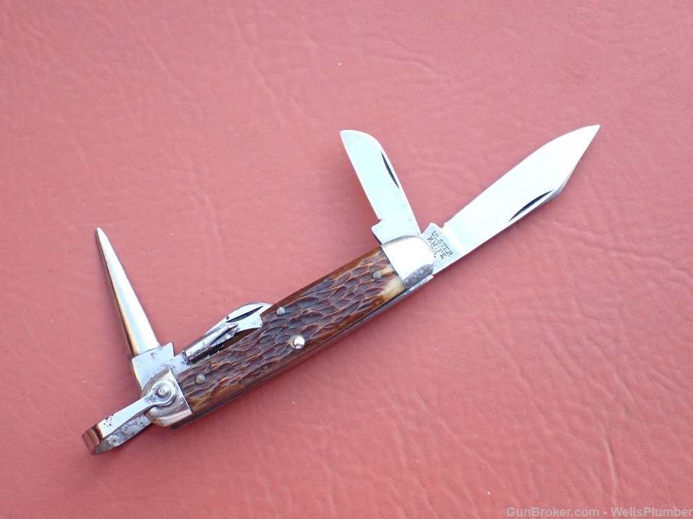US WWII FSSF MOUNTAIN TROOPS POCKET KNIFE STAG HANDLE ULSTER MARKING (RARE)-img-14