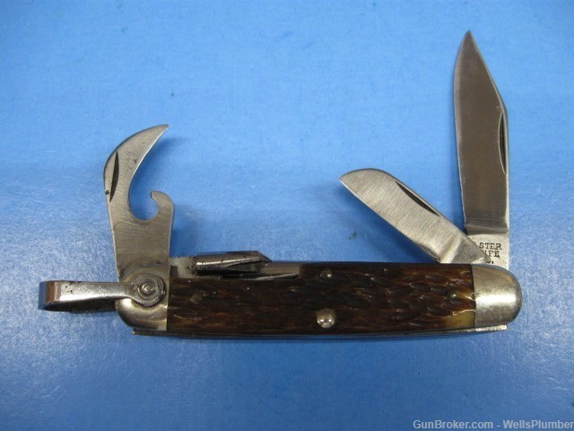 US WWII FSSF MOUNTAIN TROOPS POCKET KNIFE STAG HANDLE ULSTER MARKING (RARE)-img-0