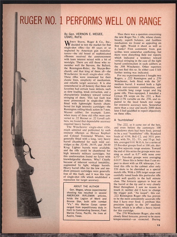 1970 RUGER No. 1 Rifle 3-page Magazine Article-img-0