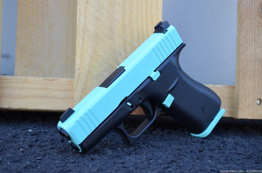 Glock 43X 9mm X-Werks Robbins Tiffany Blue G43X 43 Trijicon HD NS-img-0