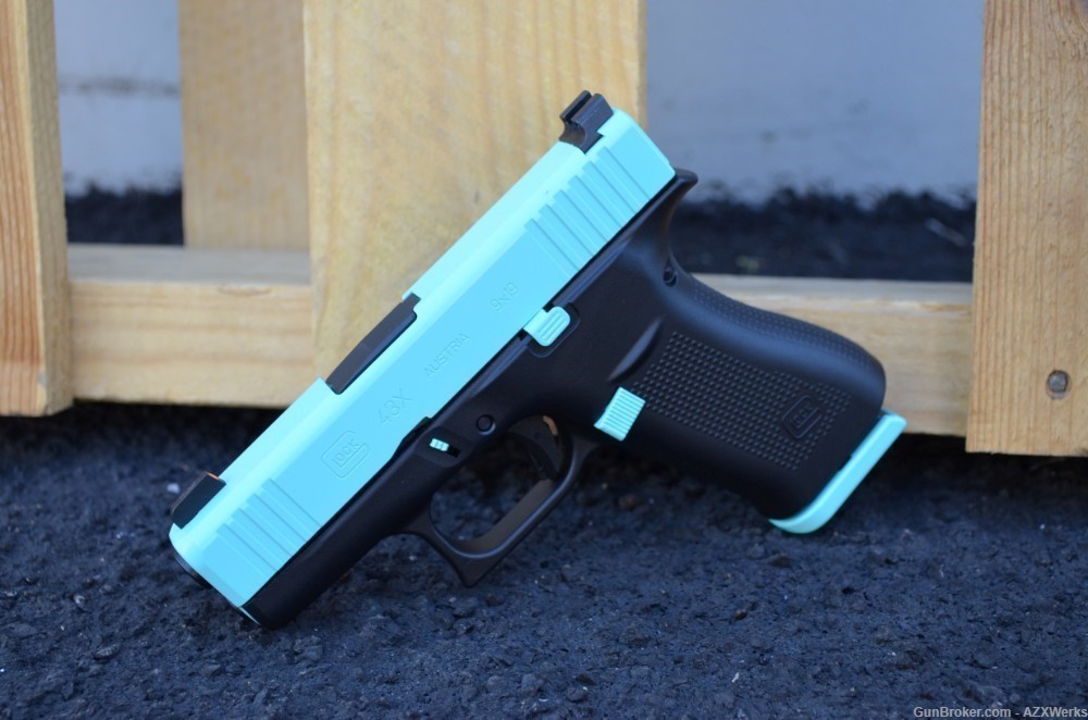 Glock 43X 9mm X-Werks Robbins Tiffany Blue G43X 43 Trijicon HD NS-img-2