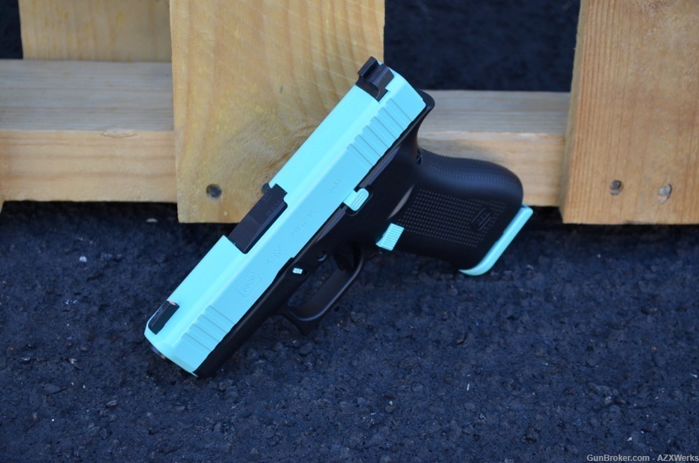 Glock 43X 9mm X-Werks Robbins Tiffany Blue G43X 43 Trijicon HD NS-img-1