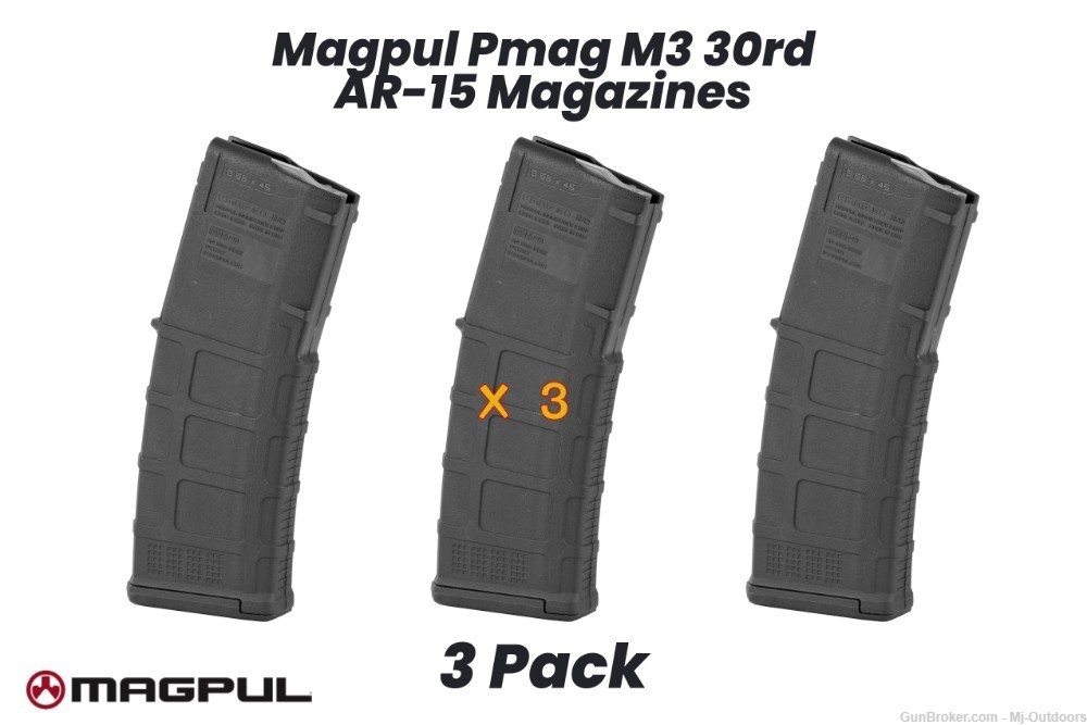 Magpul Pmag M3 5.56 30rd Black Premium AR15 Mags 3 Pack-img-0