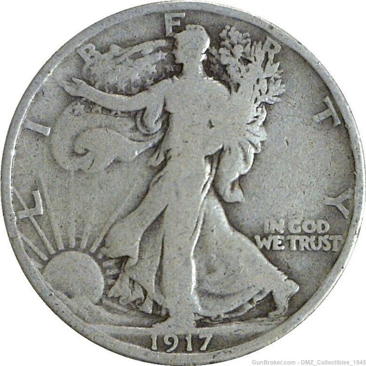 WWI WW1 Walking Liberty 50-cent Silver Coin-img-0