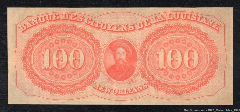 1800s $100 New Orleans Louisiana Bank Note Currency Antique Money -img-1