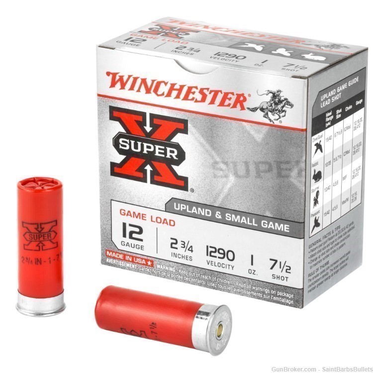 Winchester Super X 12 Gauge 2.75" 1290 fps 1 oz #7.5 - 25 Rounds-img-0