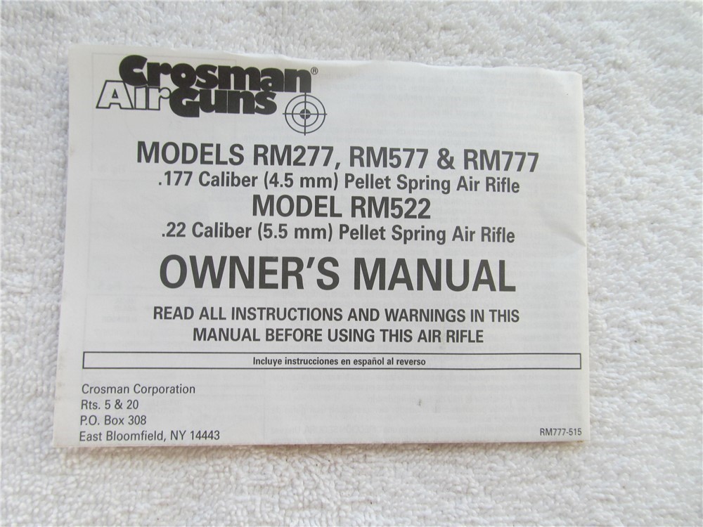 Crosman RM SeriesSpring Air Pellet Rifle Owner's Manual-img-0