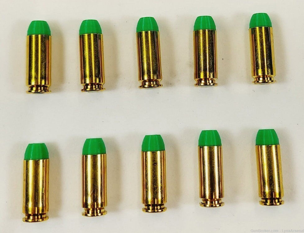 10mm AUTO Brass Snap caps / Dummy Training Rounds - Set of 10 - Green-img-2