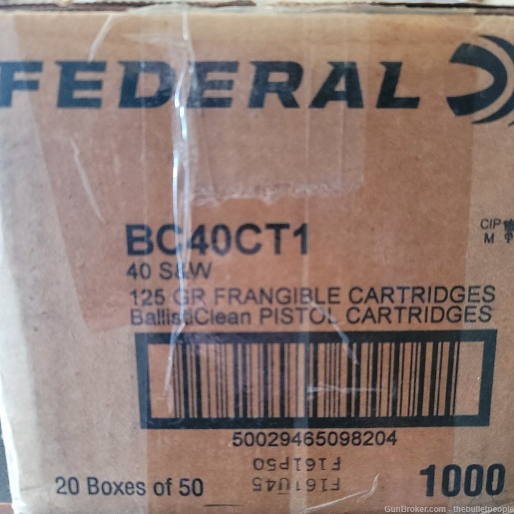 Federal BC40CT1 40 S&W 125gr Ballistic Clean Frangible Ammunition 1000 rds-img-0