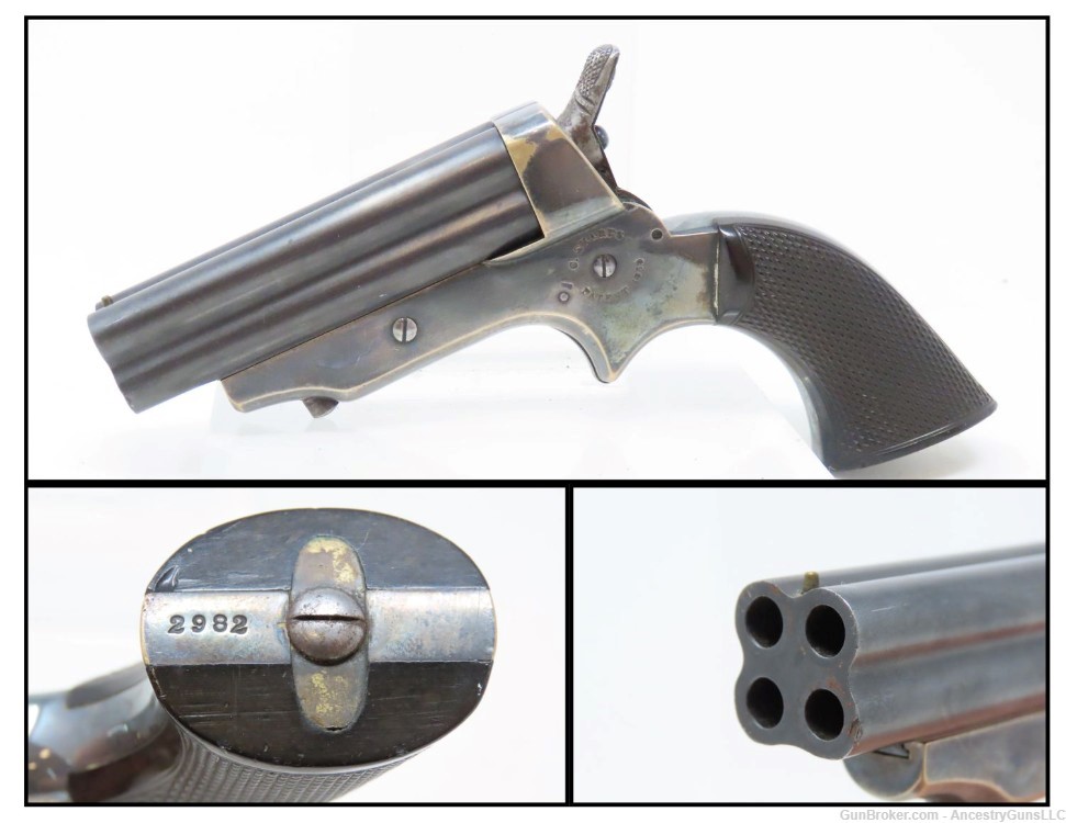 1860s Antique Christian SHARPS PEPPERBOX Pistol .22 Rimfire Philadelphia PA-img-0