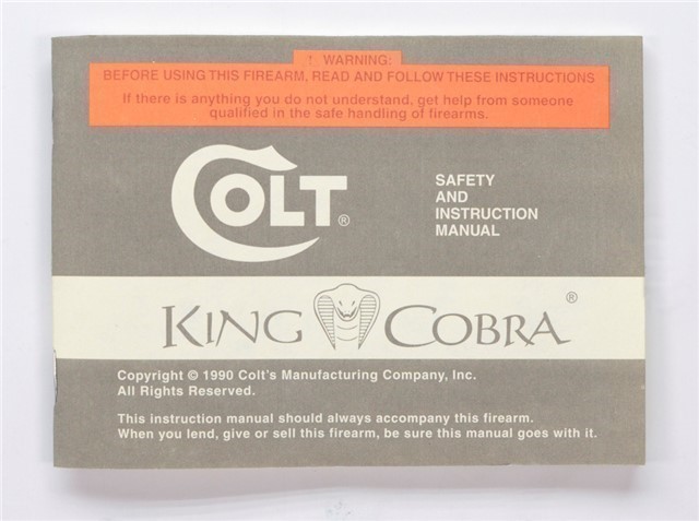 Colt King Cobra 1990 Manual & More-img-1