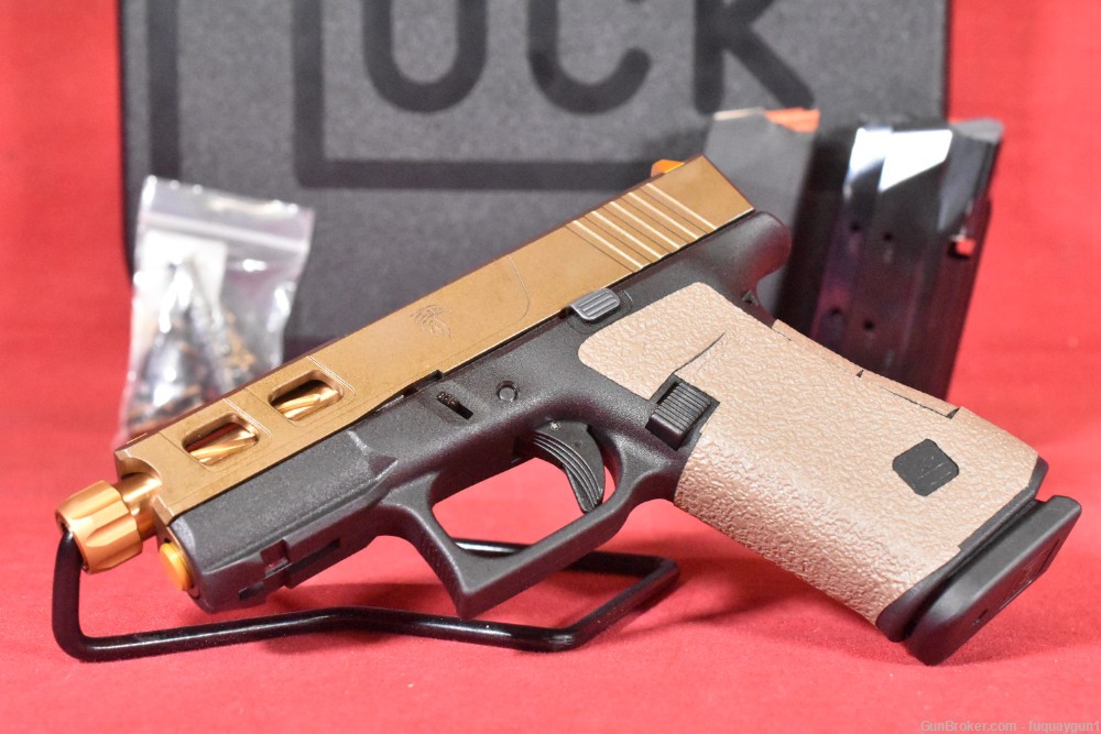 Glock 43X Rival Arms 4" Gold Threaded Live Free Armory LF43 Elite Slide 43X-img-1