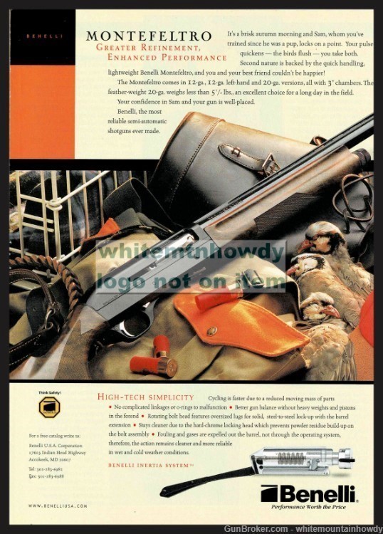 2002 BENELLI Montefeltro Shotgun Original PRINT AD-img-0