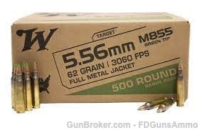 Winchester 5.56X45MM 62gr, FMJ - 500 Round Range Pack-img-0