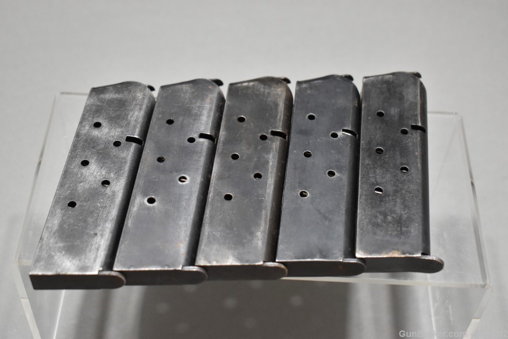 5 WWII Colt M1911 A1 Pistol Magazines Scovill "S" 45 ACP 7 Rd-img-0