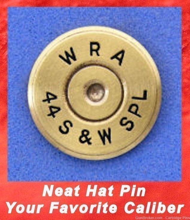 Winchester   WRA   44 S&W SPL  Cartridge Hat Pin  Tie Tac  Ammo Bullet-img-0