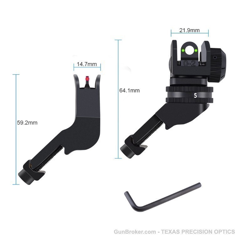 Front and Rear 45Degree Iron Offset Rapid Transition BUIS Backup Sight Set -img-4