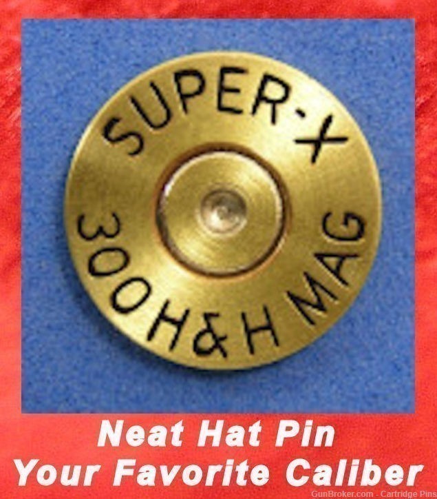 SUPER-X  300 H&H MAGNUM Cartridge Hat Pin  Tie Tac  Ammo Bullet-img-0