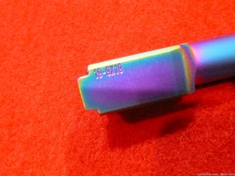 Glock 19 9mm Barrel Ported 416R Stainless Steel Rainbow PVD Recessed Crown-img-1