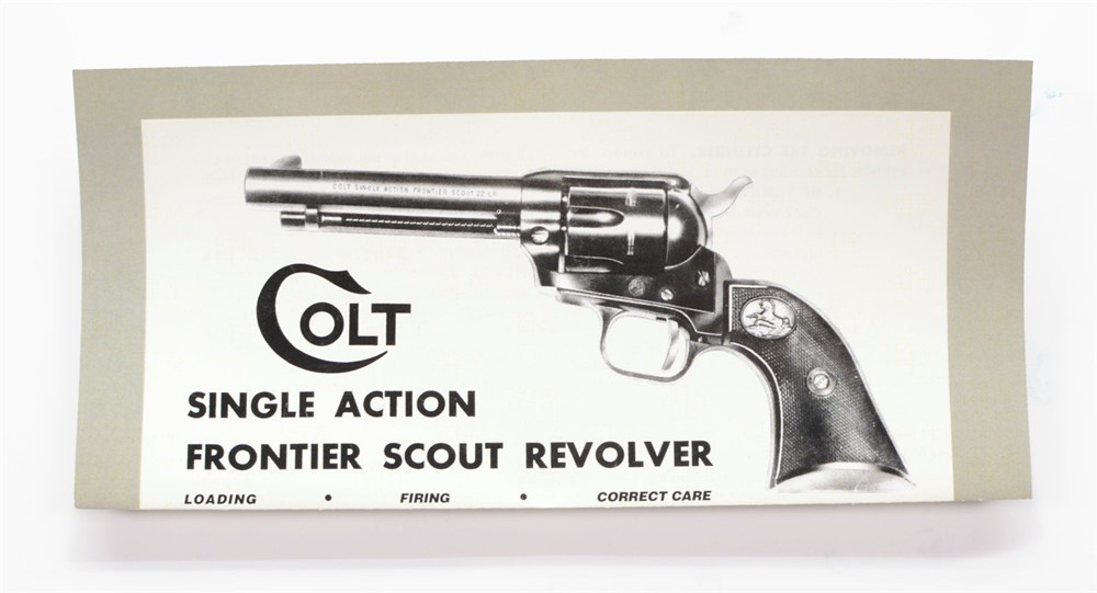 Colt Single Action Frontier Scout Revolver Instruction Manual. Form FS-1000-img-0