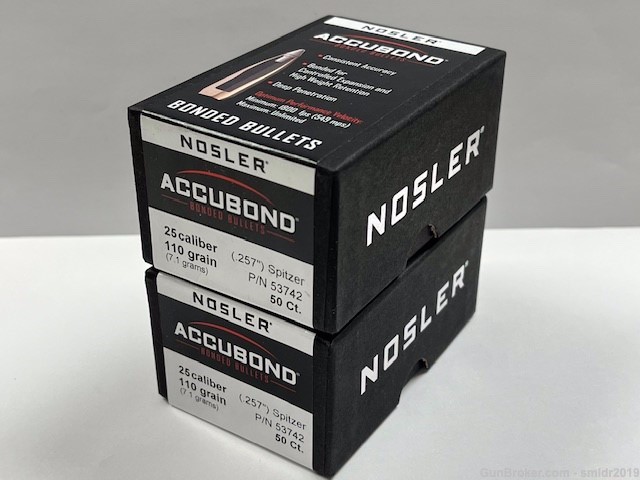 Nosler Accubond 25 Caliber(.257") 110 Grain P/N 53742 100 Ct New!-img-1