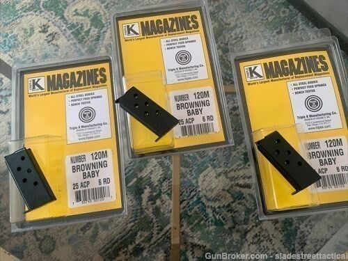 3 Pack New Magazine USAMade Triple K fits Baby Browning 25 ACP 6 RD Blue .2-img-0