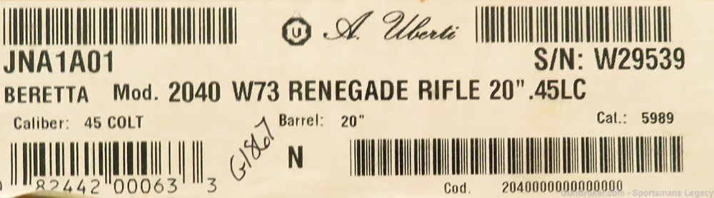 Beretta Renegade .45 Colt, 20-inch octagon, unfired in box-img-10