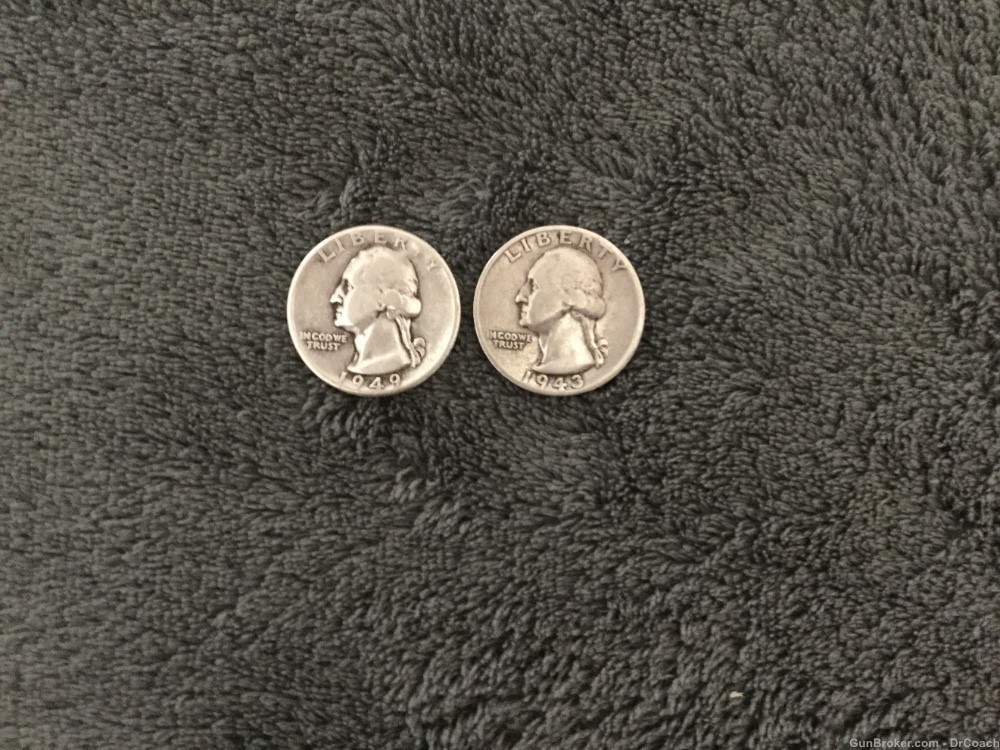 Washington silver quarters 1943S and 1949D good condition -img-1