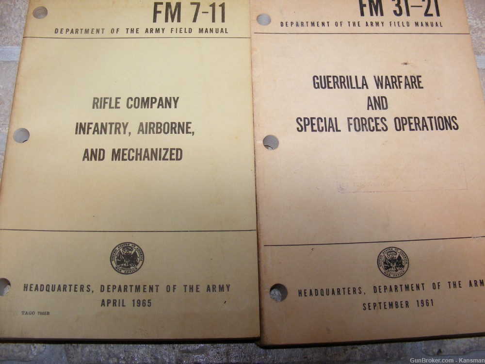 2 Old Military Army Manuals Guerrilla Warfare & 1965 Rifle Company -img-0