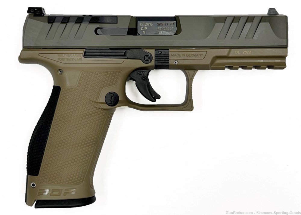 Walther PDP (2858380OD) 4.5" 9mm 18Rd Semi Auto Pistol - OD Green/FDE-img-1