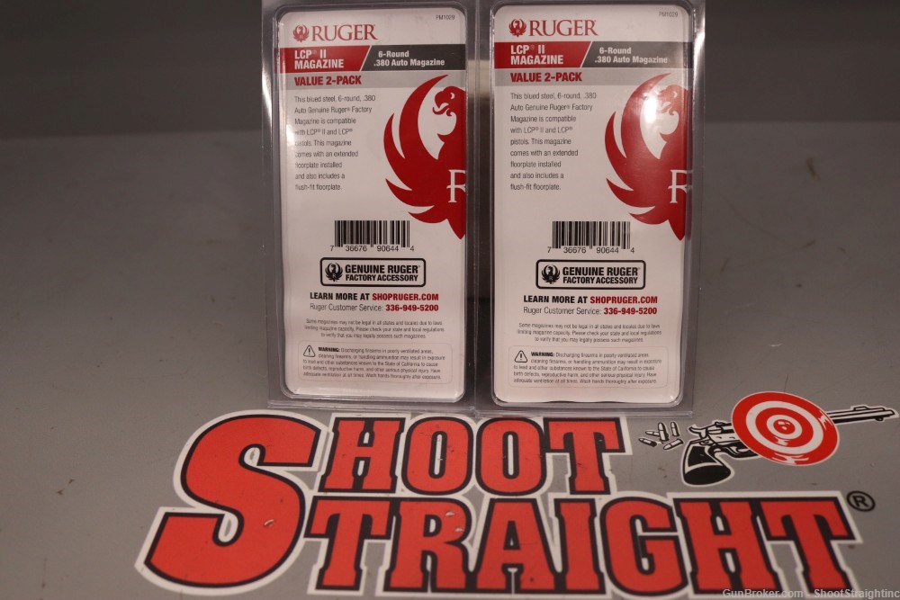 Lot O' Two (2) Ruger LCP II 2-Pack 6rd .380 ACP Magazines (NEW-OLD-STOCK)-img-1