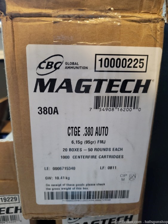 Magtech 380 Ammo 380A 95gr FMJ 1000 Rounds Ammunition -img-0