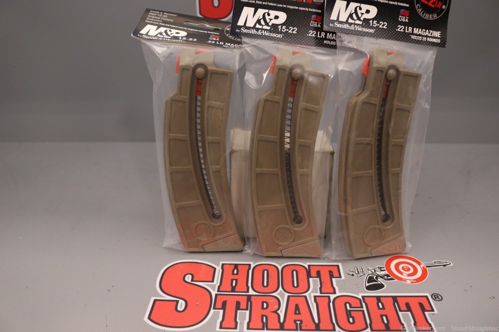 Lot O' Three (3) Smith & Wesson M&P15-22 .22LR 25rd Mags FDE (NEW)-img-0