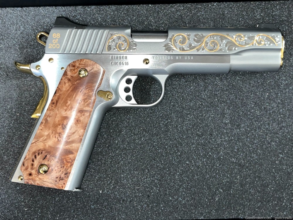Custom & Collectible CNC Kimber 1911 66 of 200 Silver Deluxe 38 Super 24kt-img-2