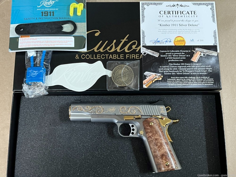 Custom & Collectible CNC Kimber 1911 66 of 200 Silver Deluxe 38 Super 24kt-img-0