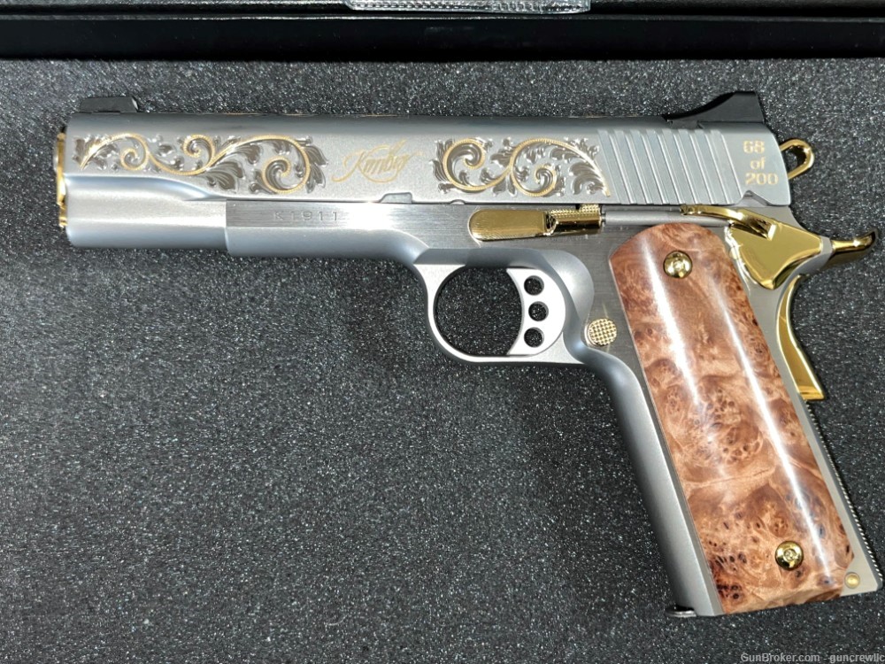 Custom & Collectible CNC Kimber 1911 66 of 200 Silver Deluxe 38 Super 24kt-img-1
